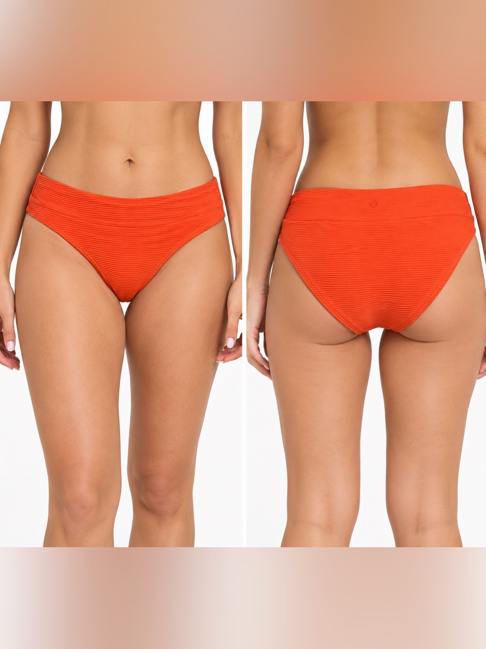 Nani Swimwear Women’s M Textured Stella Mid Rise Bikini Bottom Orange NWT